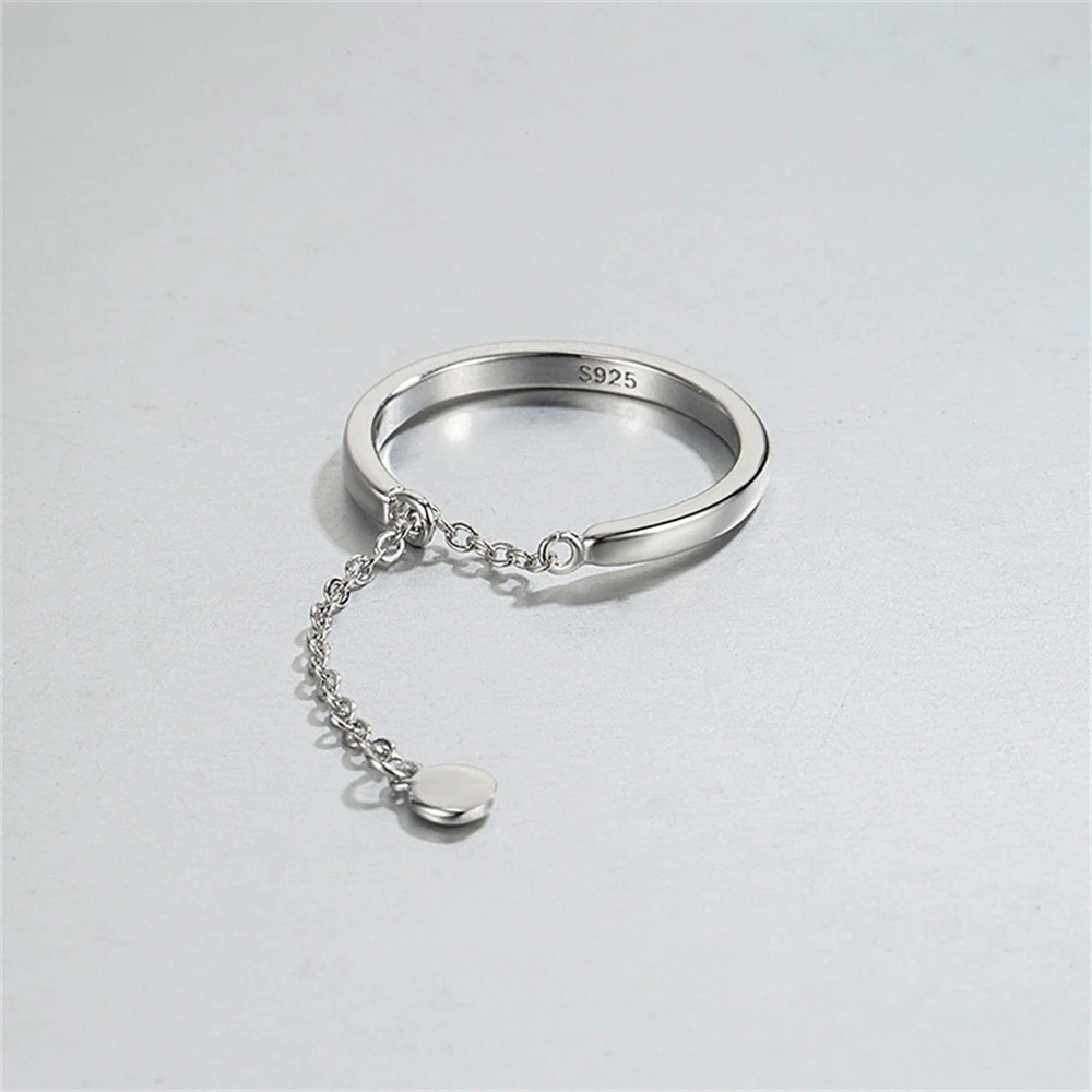 Bague chaîne argenté réglable style minimaliste élégant_voghion.com