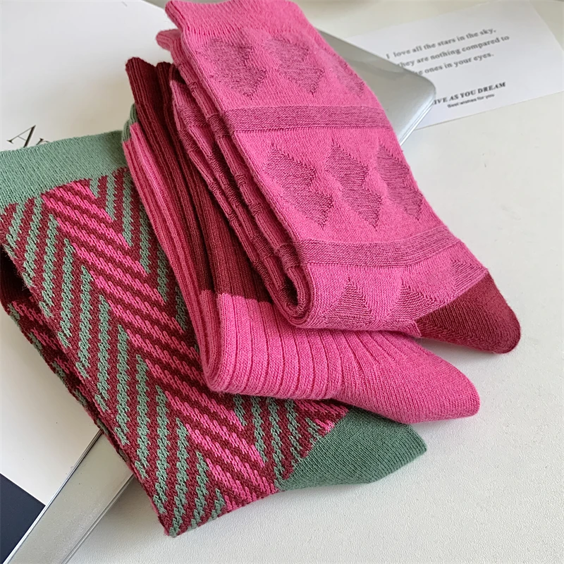 Women's Novelty Fashion Crew Socks - Absorbent & Breathable Autumn Colors