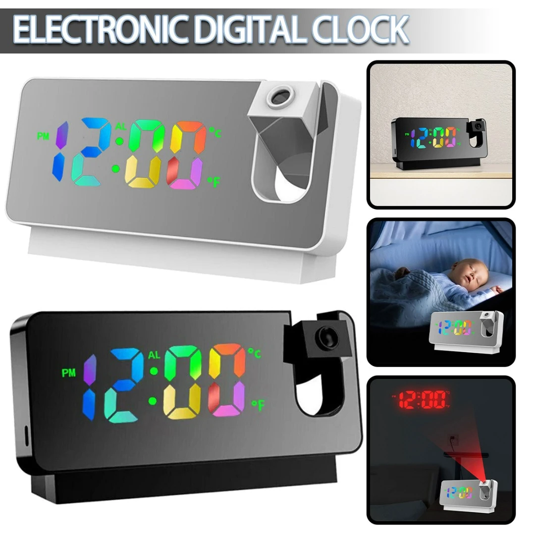 Dc Digitale Led Projector Temperatuur Tijd Wekker Projectie Monitor Voor Nachtkastje Desktop Klok| | AliExpress