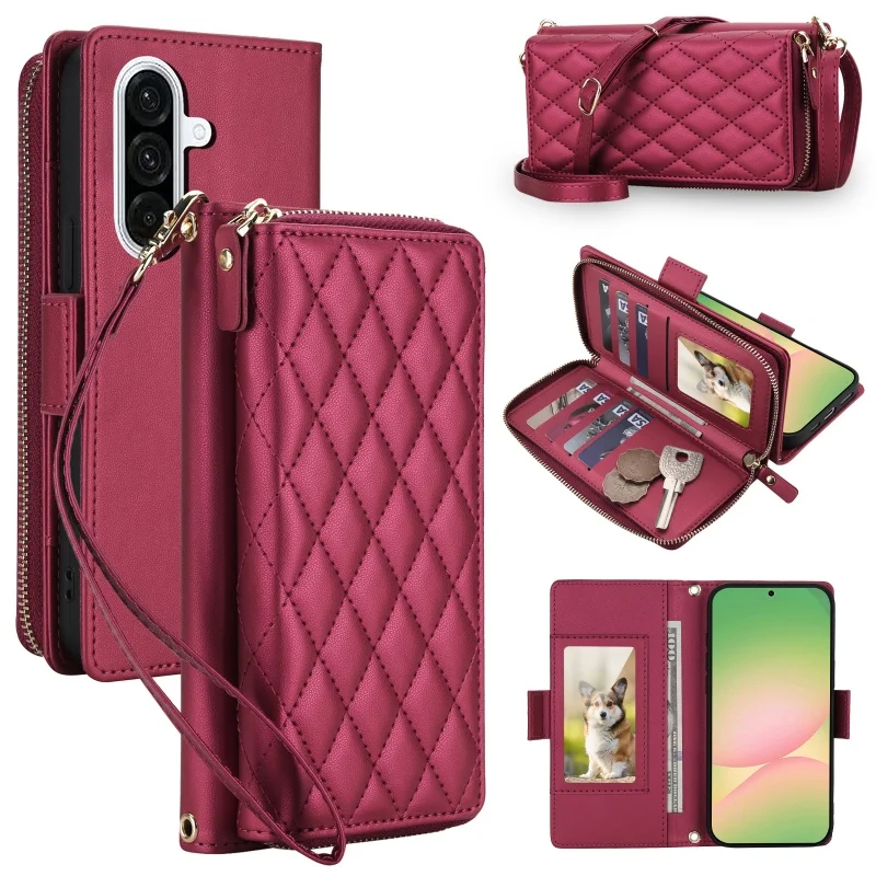 Elegant Crossbody Leather Wallet Phone Case with Cardholder Functionality