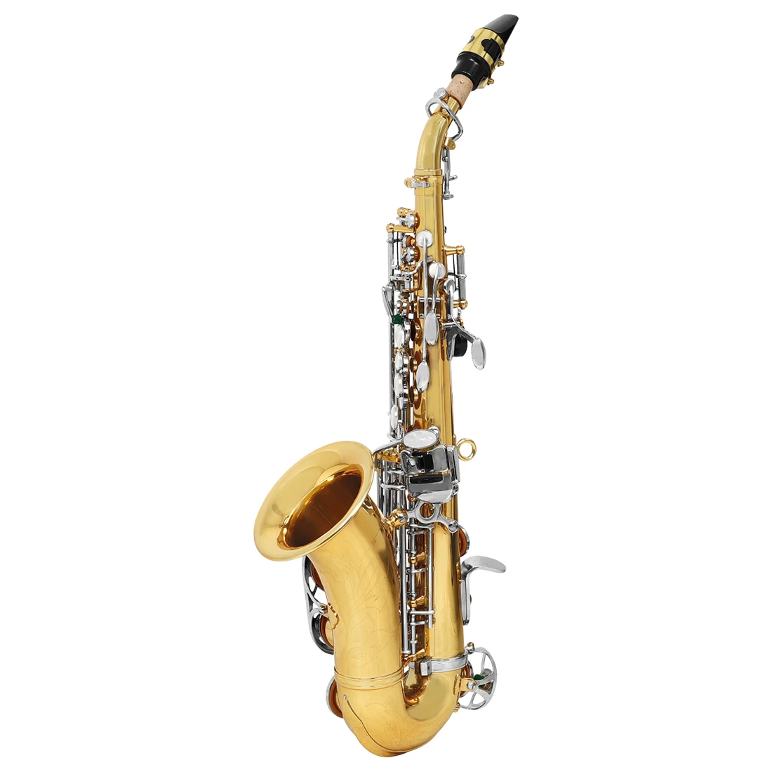 SLADE Gold und Silber Zweifarbiges Saxophon Small Bend Sax Bb Flat Sax Brass Body Professionelles Saxophon mit Koffer Reed Neck Strap Teil – Detail 7