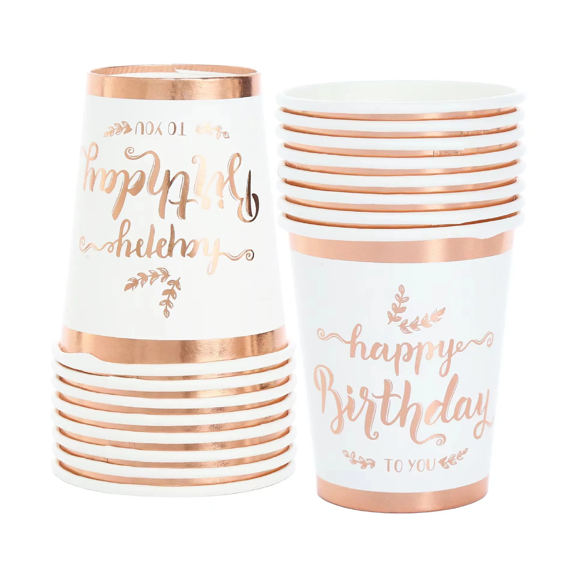 Neue Roségold Geburtstagsdekoration Ballons Tortendekoration Hintergrund Geschenktüte Tischware Becher Tischdecke Partyzubehör für Geburtstag – Detail 17