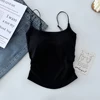 Fashionable and Versatile Solid Color Slim Shoulder Strap Camisole Vest Women Chest Cushion Summer Thin Base Underwears 5