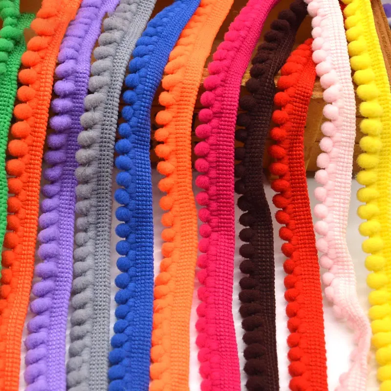 Mini Pom Pom Fringe Ribbon Lace Trim for DIY Home Decor and Crafts - 35 Vibrant Colors