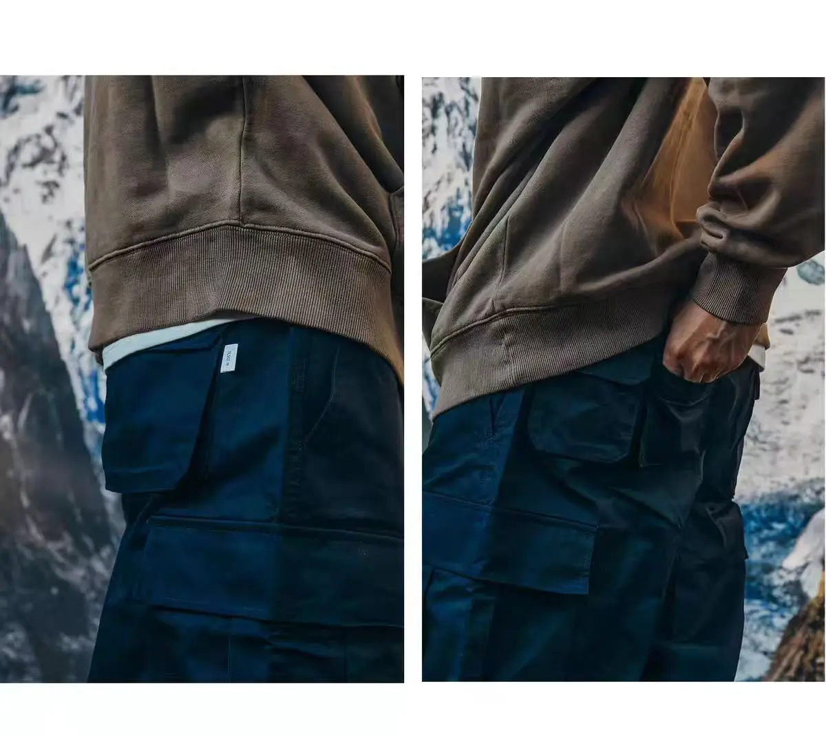 Surge Wide Work pants cargo pockets cotton material integrated waist adjust drawstring leg opening casual urban outdoor