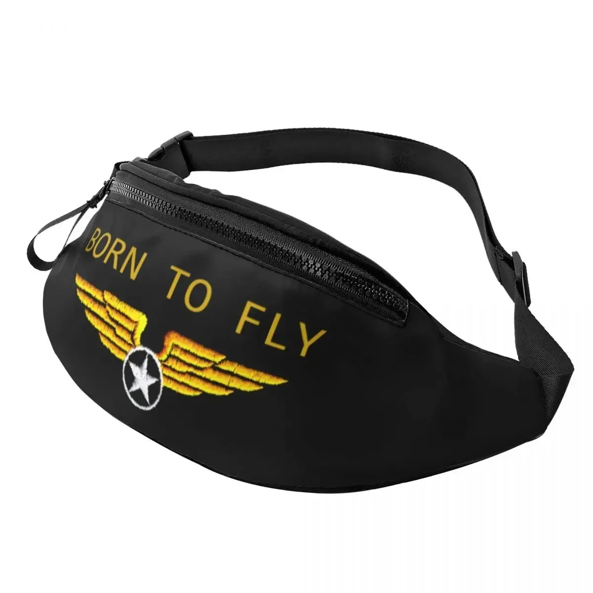 

Casual Born To Fly Flight Pilot Fanny Pack Women Men Flying Aviation Aviator Crossbody Waist Bag for Traveling Phone Money Pouch