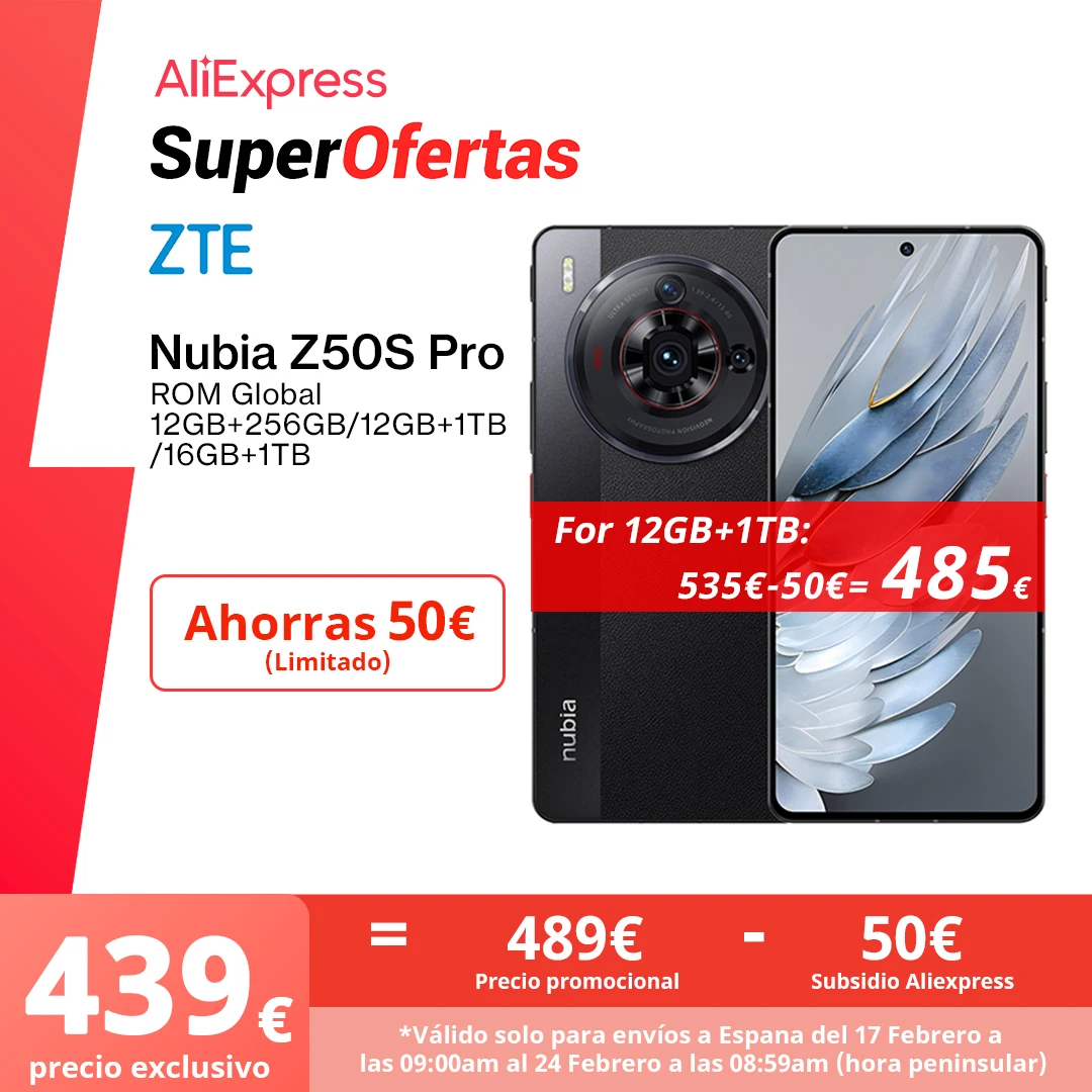 Global ROM ZTE Nubia Z50S Pro 5G Snapdragon 8 Gen 2  6.78Inches 120 Hz AMOLED Display 80W Charge 5100mAh Battery 50MP Camera    EUR 698.57    EUR 495.98                            