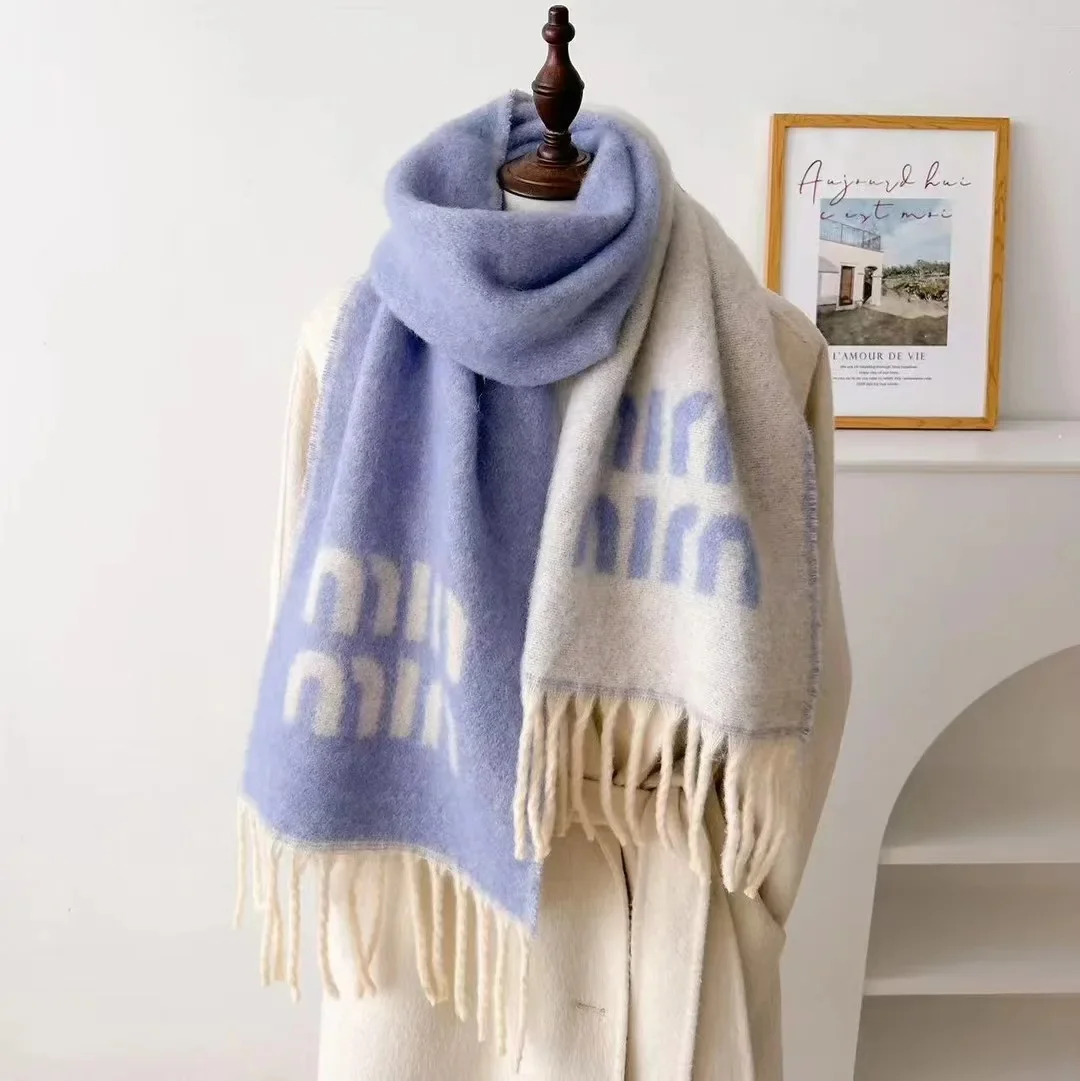 Wool scarf sky blue