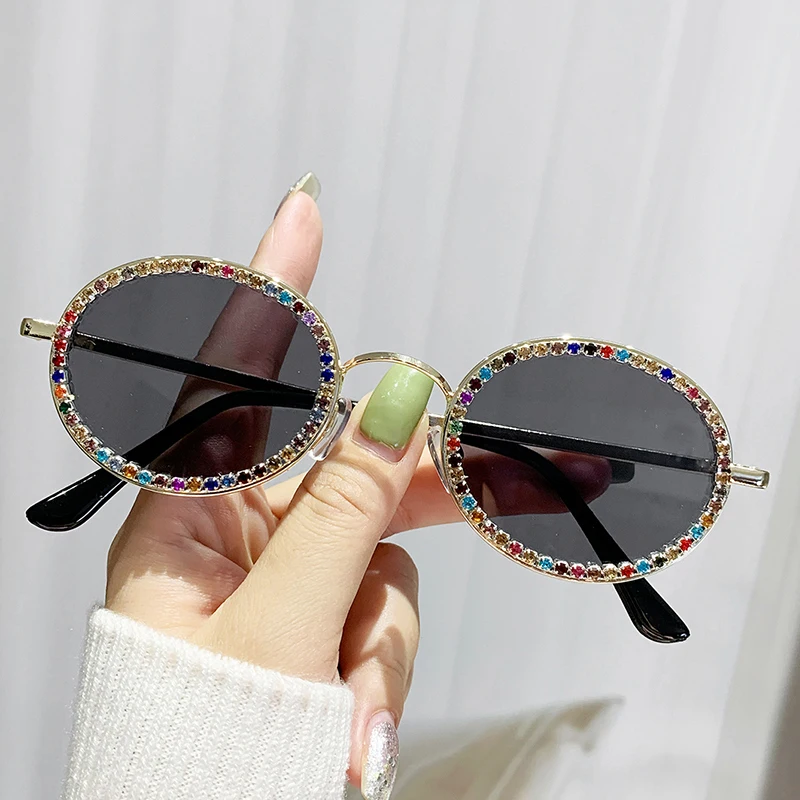 Große rahmen strass sonnenbrille uv schutz kristall sonnenbrille damen diamant besetzt outdoor sport sonnenbrille – Detail 6