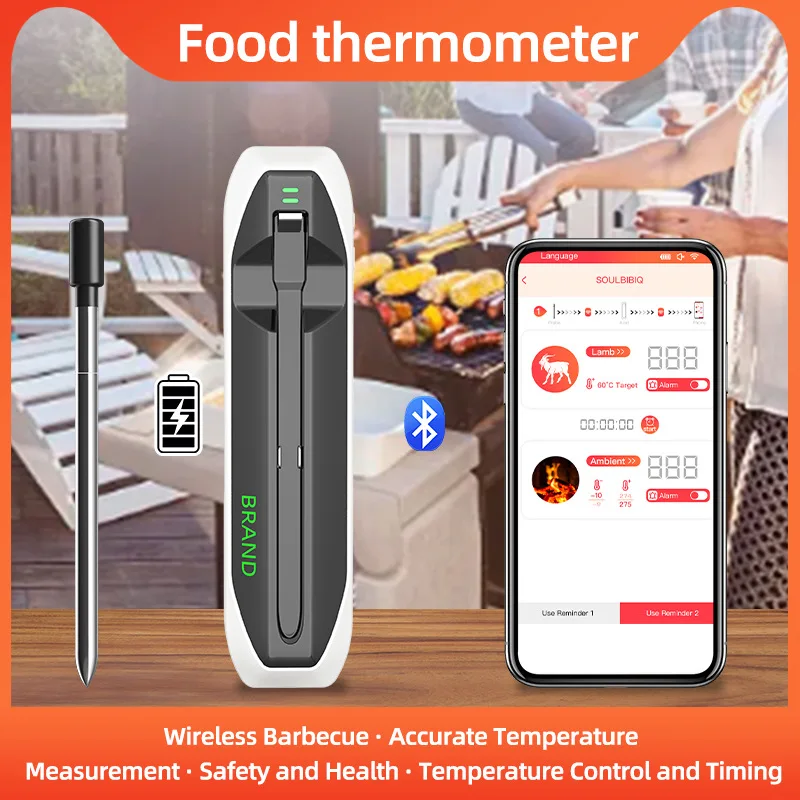 Wireless Meat Thermometer Remote Digital Kitchen Cooking Food Meat Tools Smart Digital Bluetooth Barbecue Thermometer