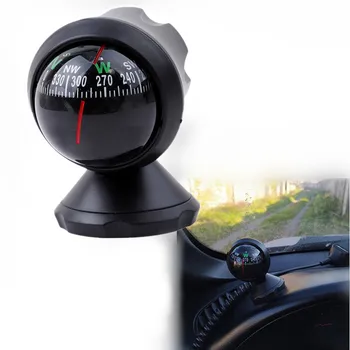 1Pc 360 Degree Rotation Waterproof Vehicle Navigation Ball Shaped Car Compass with Suction Cup High Quality Car Compass Decor