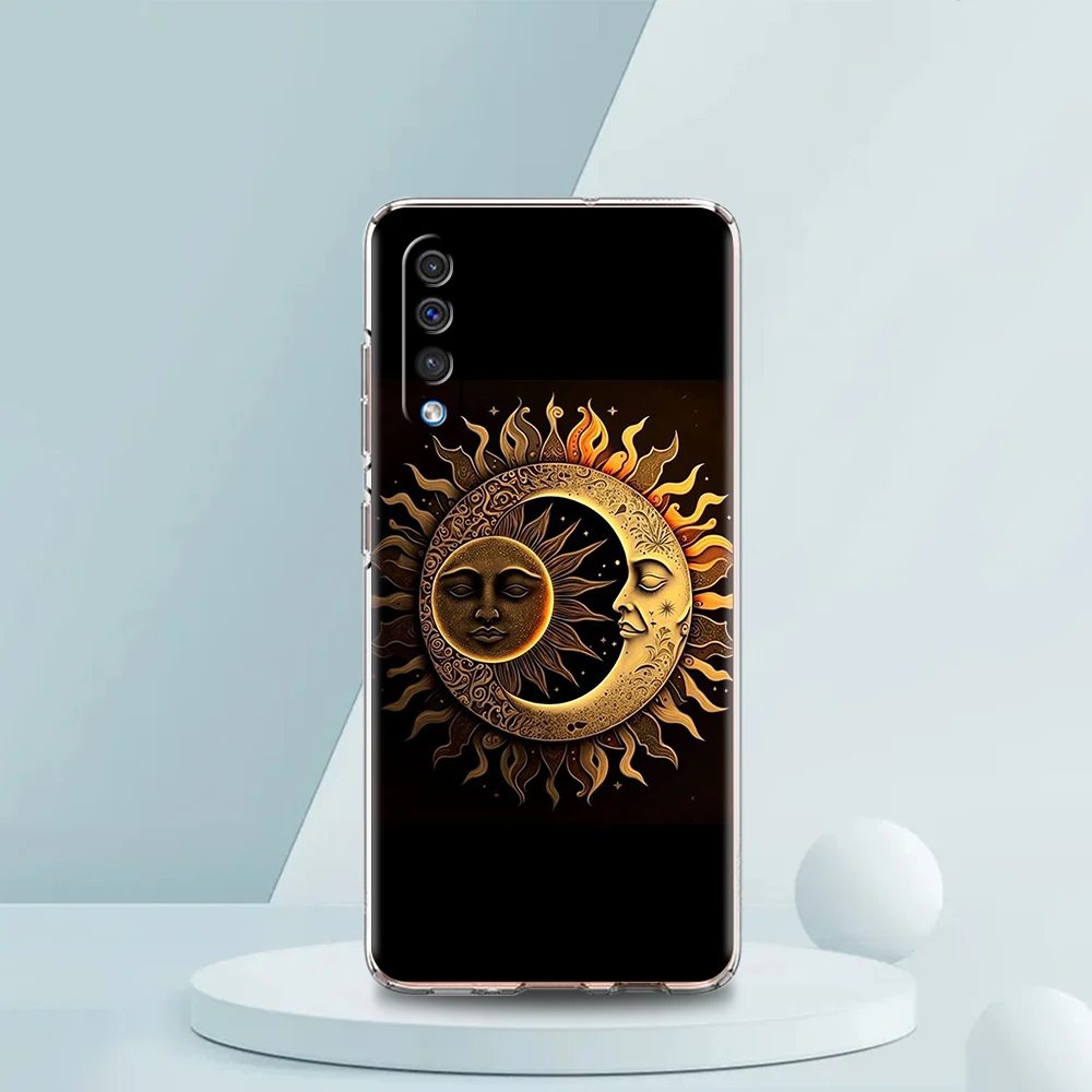 Celestial Transparent Soft Phone Case Cover – Moon Sun Design