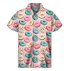 Chocolate Donuts Cookies 3D Print Shirt For Men Summer Hawaiian Shirts Tops Street Lapel Aloha Blouse Button Short Sleeves 3