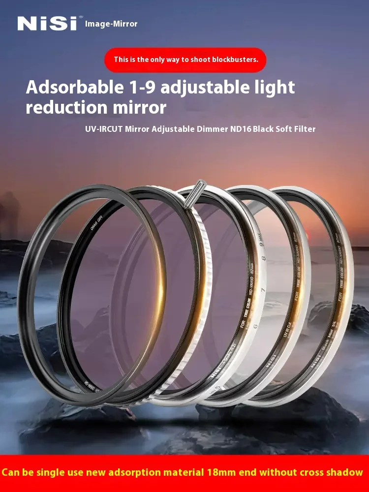NiSi Hurricane Quick Release System 3-in-1 6-in-1 Attachable Circular Lens Kit Adjustable Scrim ND1-9 Variable ND Filter Black S 3