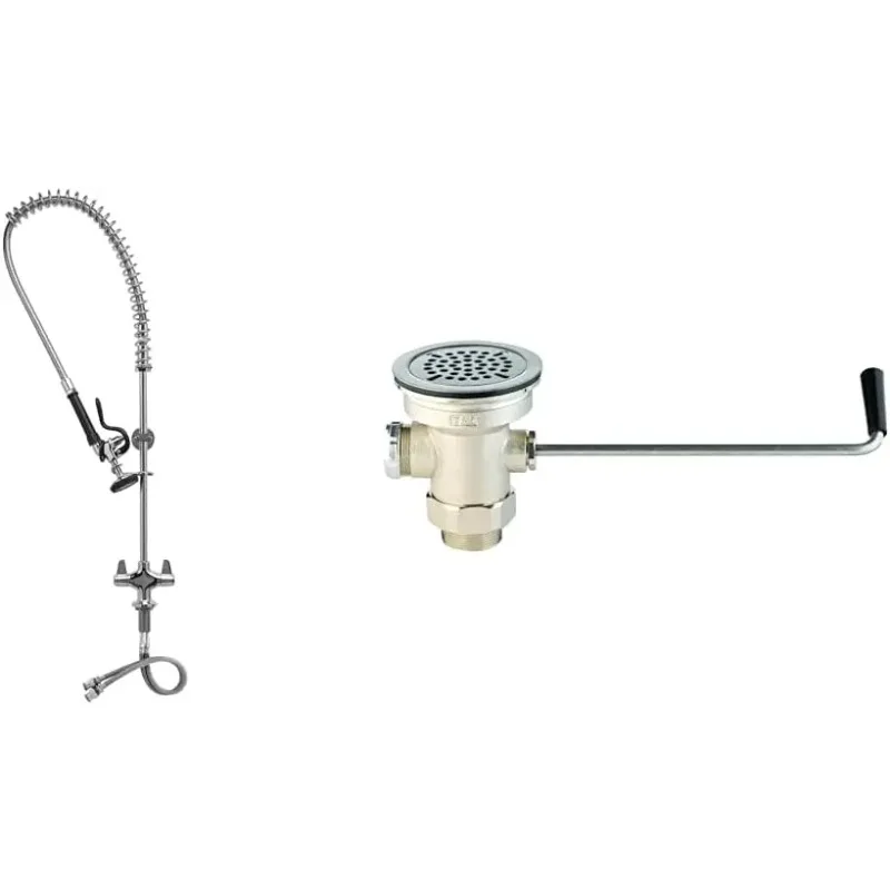Commercial Kitchen Single Hole Deck Mount Pre-Rinse Faucet with Wall Bracket and Sprayer by T&S Brass Equip 5PR-2S00-H