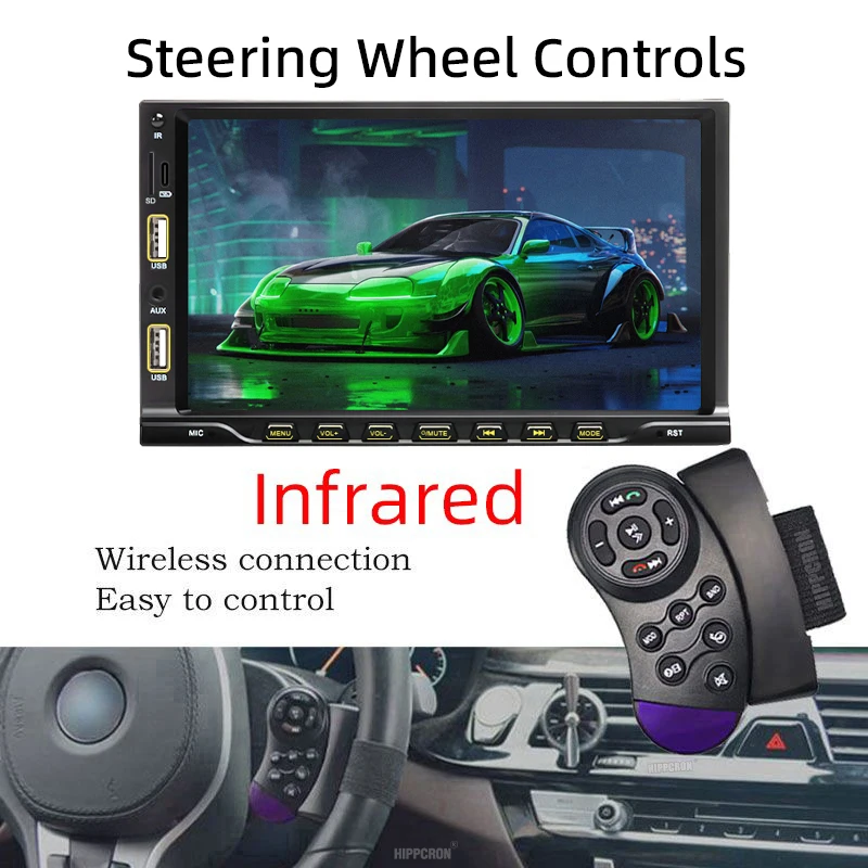 Car Radio 1 Din MP5 Multimedia Player 7" Touch Screen FM Aux Input Bluetooth US