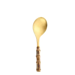 Eco - Friendly Bamboo & Stainless Steel Kitchen Utensils Set - Shovel, Spoon, and Colander (Gold C)