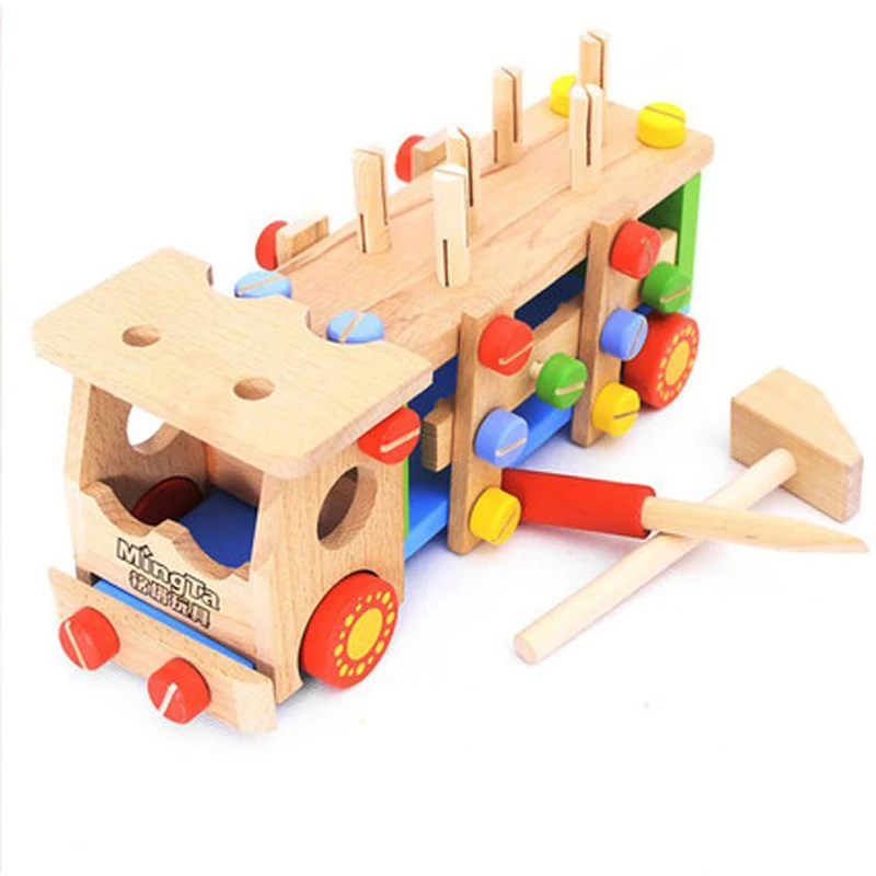 Wooden Car Toy Montessori Vehicle Models Childrens Disassembly And Assembly Coches Juguetes Niño De 3 A 5 AñosKinder Spielzeuge 3