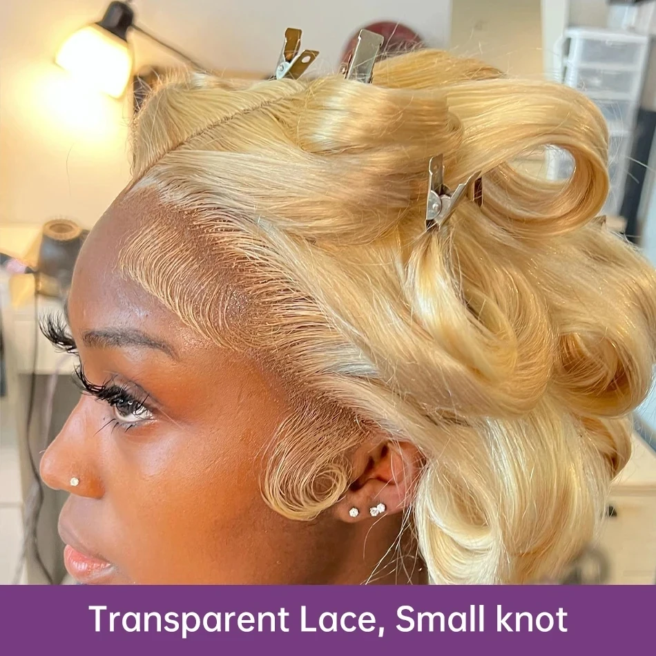 613 13x6 Lace Front Wigs Human Hair 100% Body Wave Blonde Lace Frontal Wigs 220 Density 40 Inch Natural Hairline With Baby Hair 4