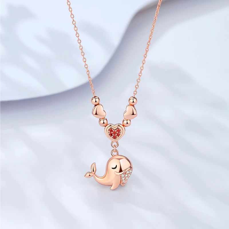 

S925 Sterling Silver 2024 New Confession Little Whale Women Necklace Fashionable Versatile Design Sense Light Luxury Romantic