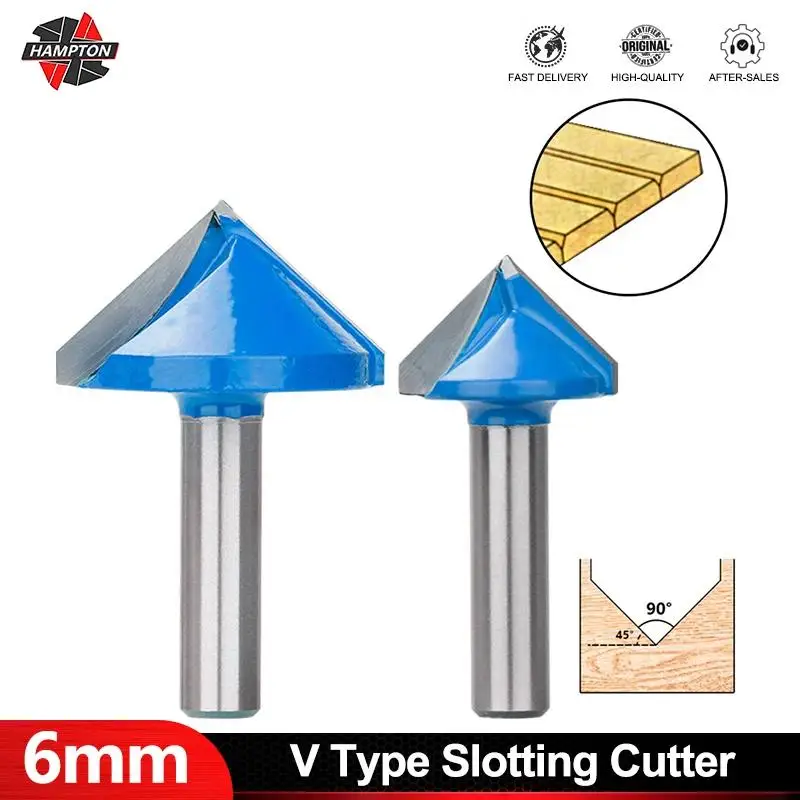6 mm V-förmiger CNC-Holzfräser 60 90 120 150 Grad 3D-Hartmetall-Gravierfräser für Holzbearbeitung, Schlitzfräser