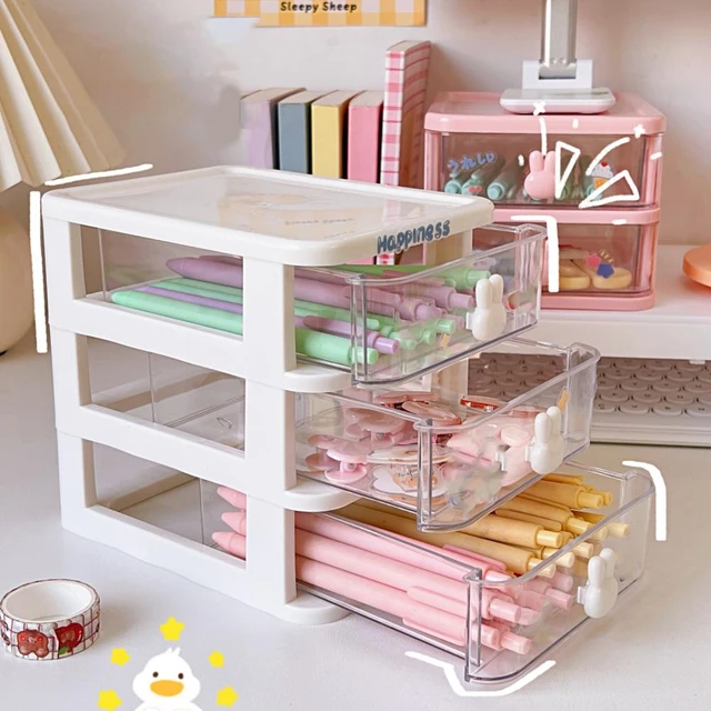 6-Grid Mini Drawer Desktop Storage Box Kawaii Desk Organizer