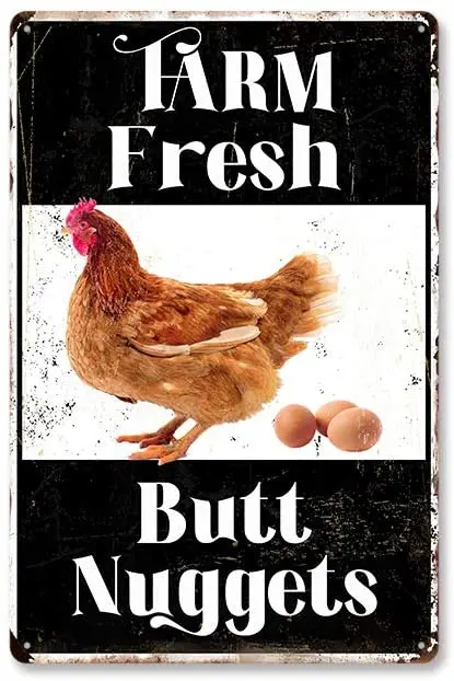 Nostalgic-Art Retro Metal Tin Logo- Farm Fresh Butt Pepite Retro Decorazione Della Parete Ristorante E Bar Home Cafe Cave Outdoor Vint