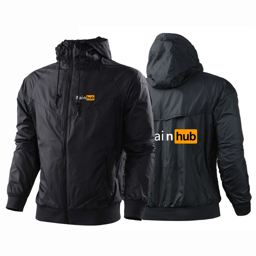 

2024 New Print Men Painhub Five-Color Windproof Casual Hooded Windbreaker Sweatshirt Spring and Autumn Fashion Jacket Tops