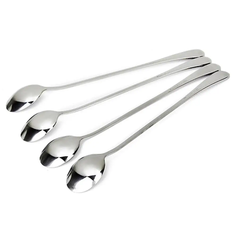 4 Pcs Coffee Spoons Stainless Steel Flavoring Spoon Honey Ice Cream Dessert Stirring Tool Long Handle Home Kitchen Bar Supplies
