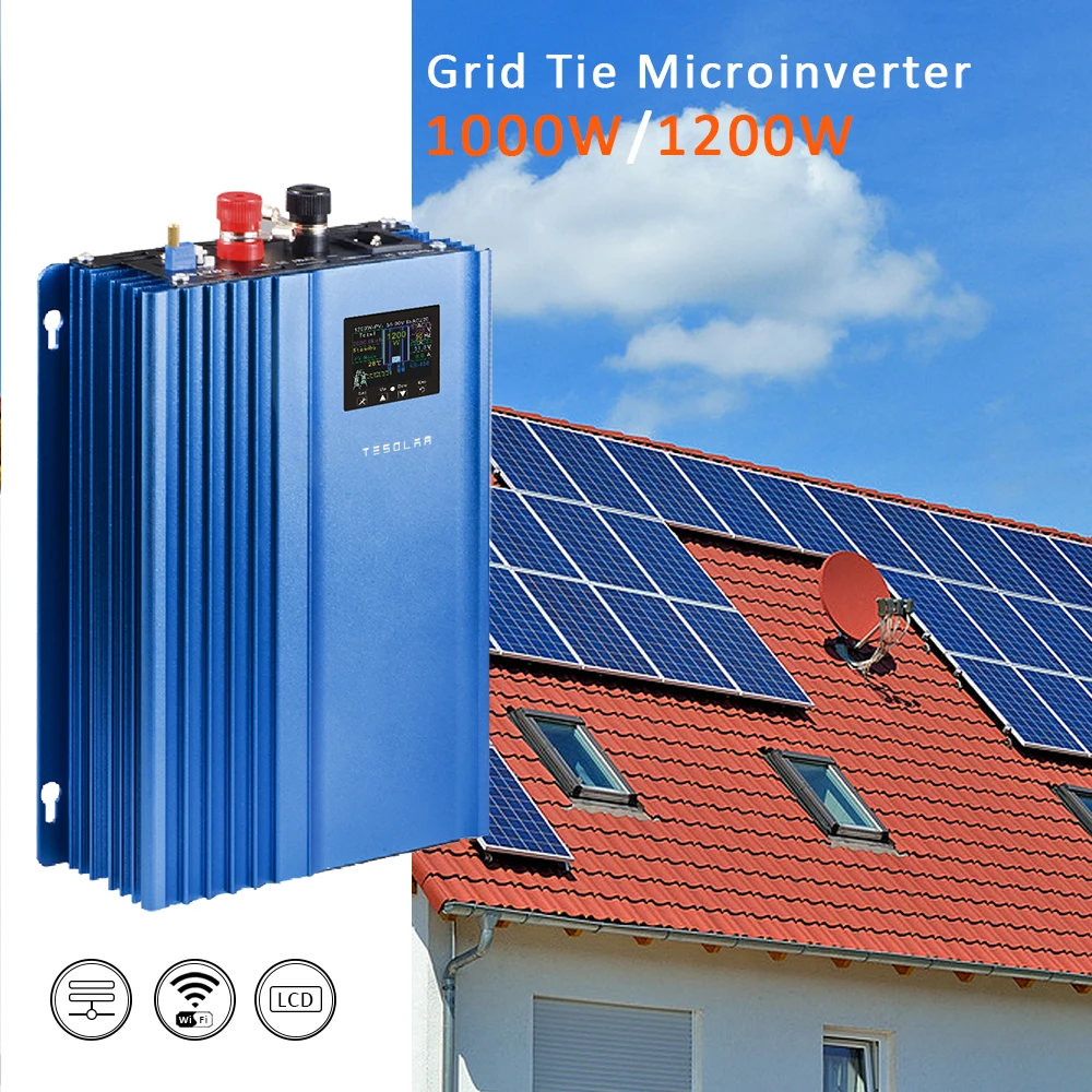 1200W 48V 60V 72V 96V Dc Grid Tie Inverter Solare Limitatore Di Corrente Sensore Convertitore Di Scarica Della Batteria Ac 120V 230V Schermo Lcd Wifi