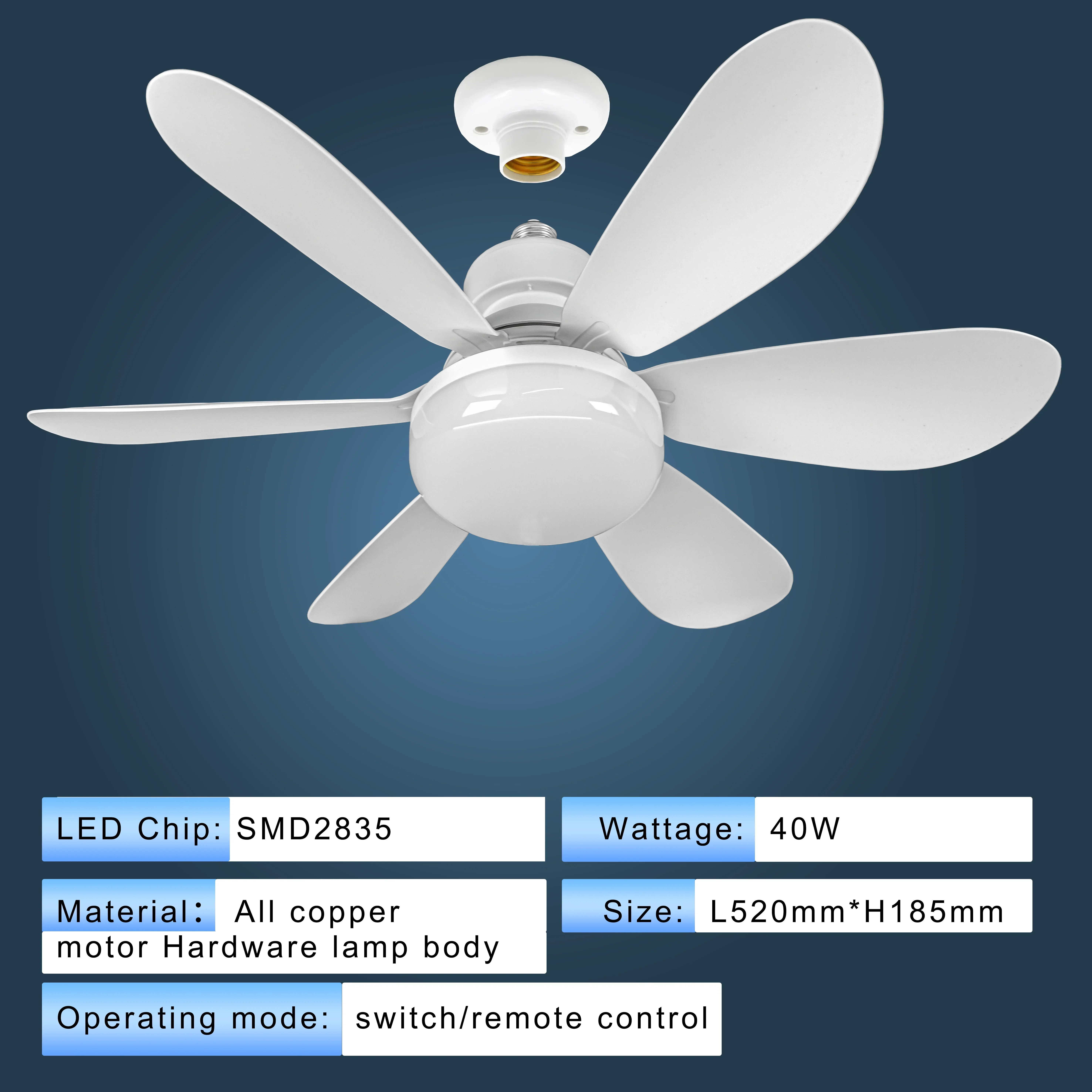 Dimmable light Color temperature Modern ceiling Mount Remote Control smart E27 Led Ceiling Fan Light 3