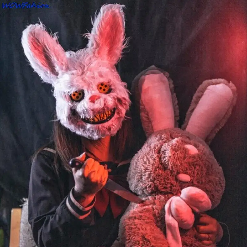 

Halloween Horror Fancy Dress Party Rabbit Bear Mask Bloody Horror Party Scary Head Cover Cosplay Tricky Costume Props