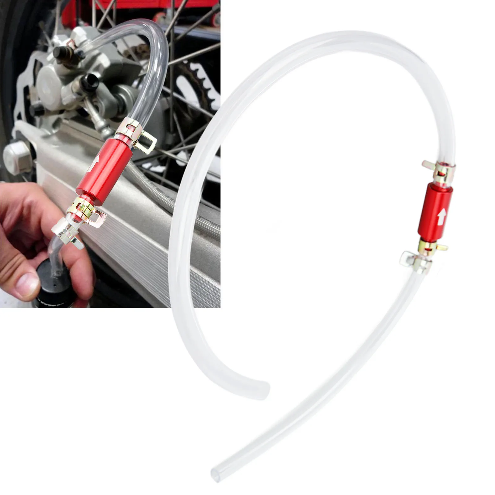 Brake Fluid Clutch Bleeder Hose 6MM One Way Check Valve Tube Bleeding Tool Kit 2pcs Universal for Motorcycle Car