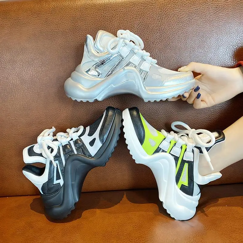 

New Thick Soled Color Women's Sneakers Color Soled Daddy Shoes Women's High Soled Sneakers Fashion Casual Women's Shoes