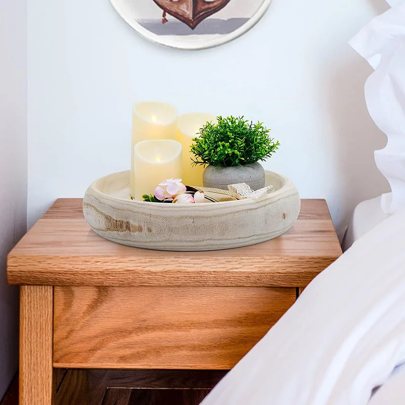 Modern Organic Wooden Large Decorative Bowl for Key, Fruit, Coffee Table, Centerpiece Bowl, Rustic Home Decor, Farmhouse 6