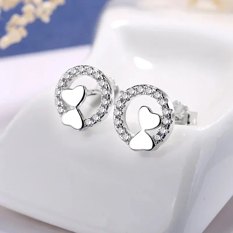 

New Arrivals Round Heart-to-Heart Earrings Fashion Heart-shaped Double Hearts Blend All-match Temperament Earrings Gift