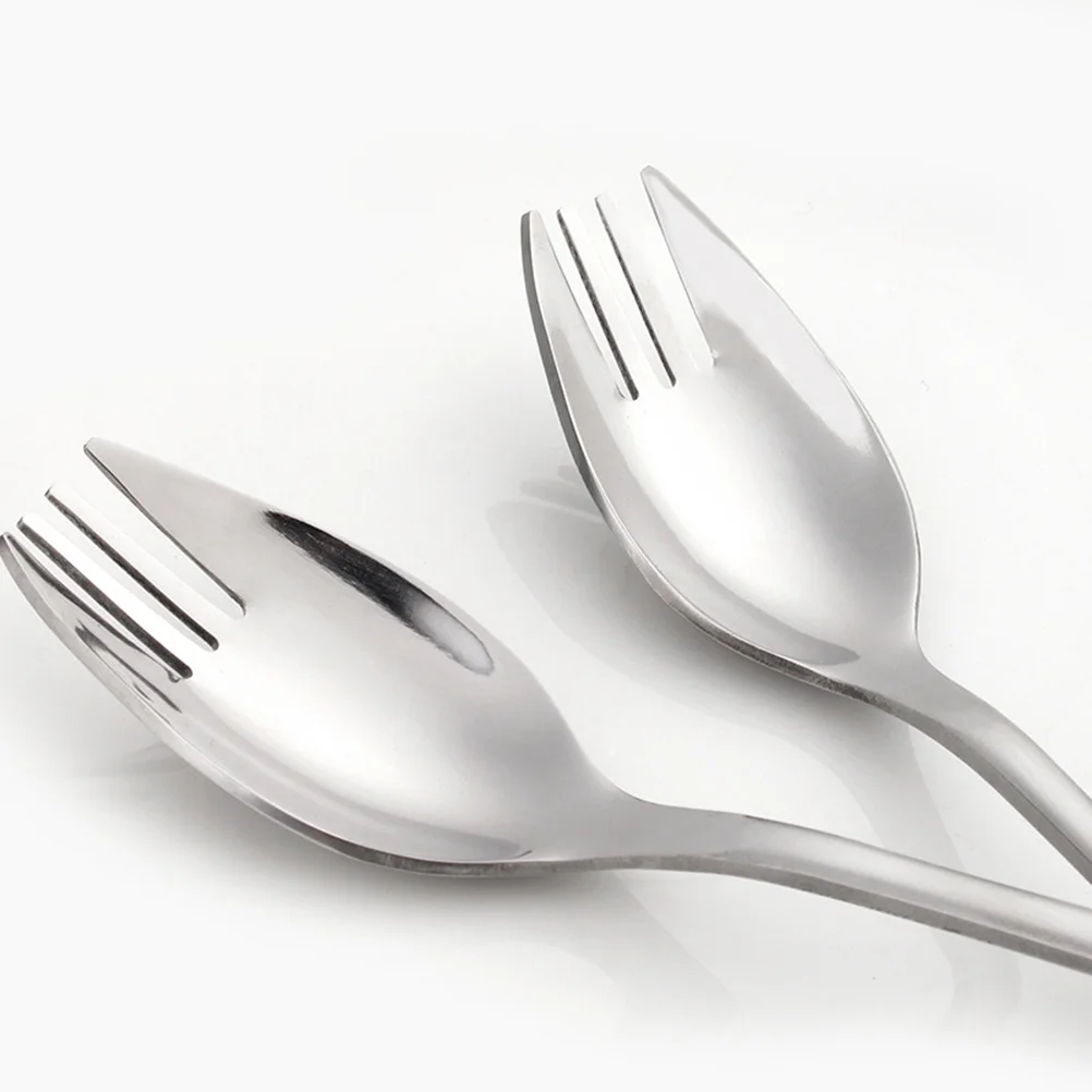 1/6 Pcs Stainless Steel Sporks Picnic Dual-purpose Spoon Instant Noodle Salad Flatware,camping cutlery,portable tableware,portable cutlery,titanium tableware