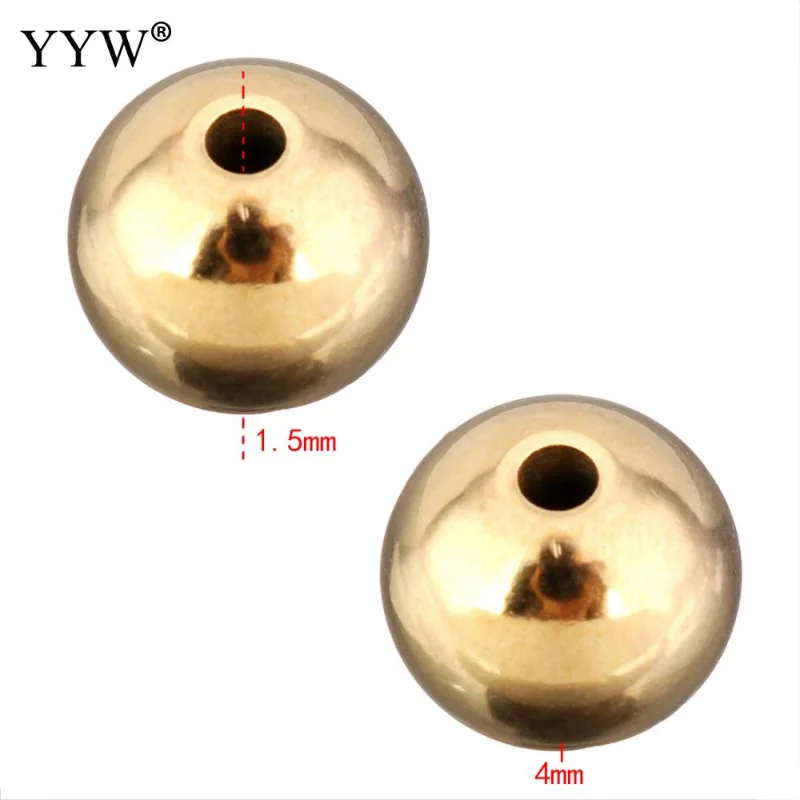 100pcs/Lot Stainless Steel Beads Hole Ball Gold Color Plated For Jewelry Marking Diy Beads Accessories For Necklace Bracele