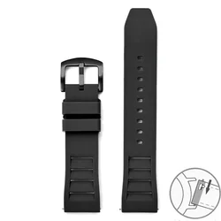 Breathable Silicone Waterproof Sport Watch Band with Quick Release - 22mm (Black black)