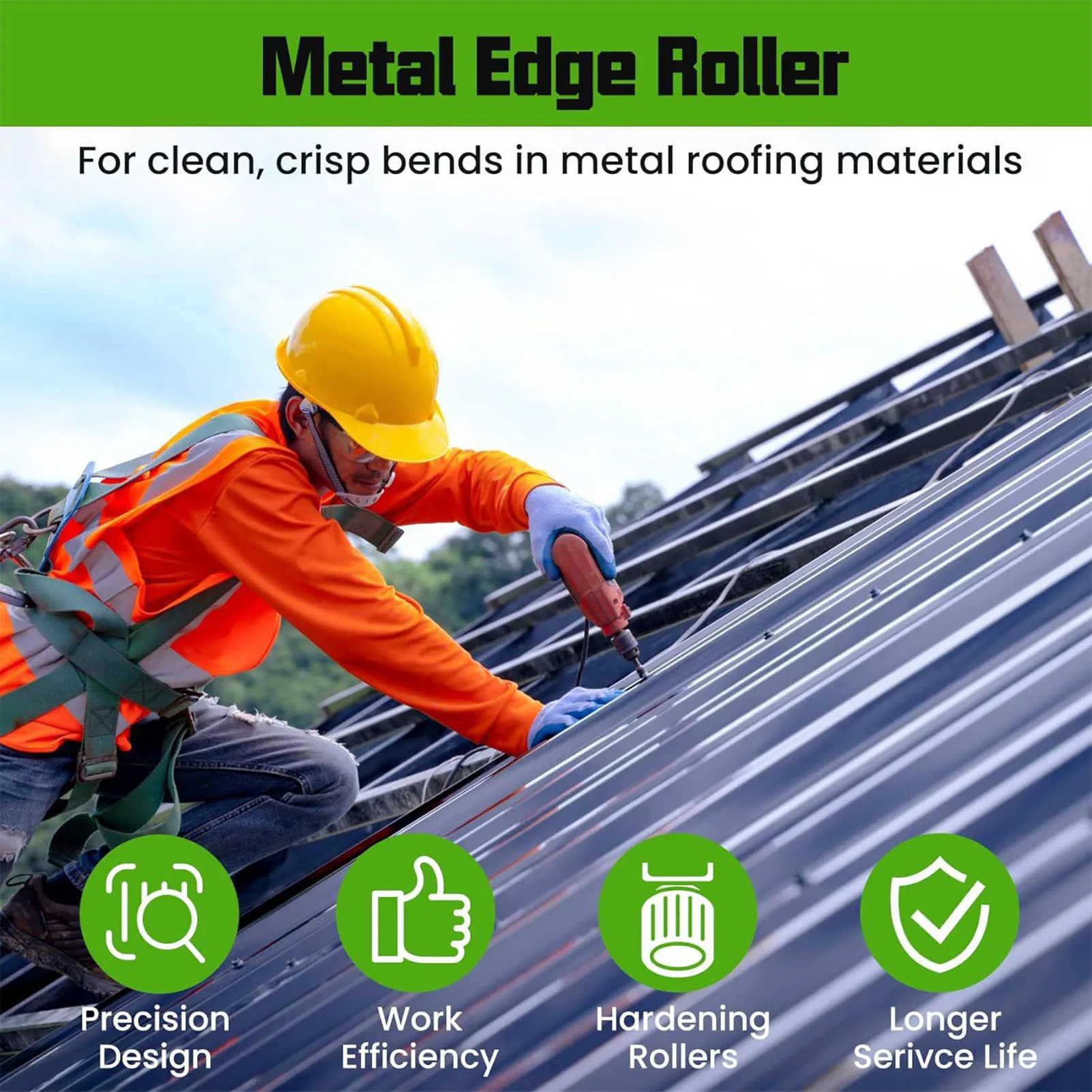 Plate Edge Rolling Tool Edge Roller 0 to 90 Degree Steel Aluminum Copper Plate Edge Rolling Bending Tool with 8 Inch Shears for Metal Roofing