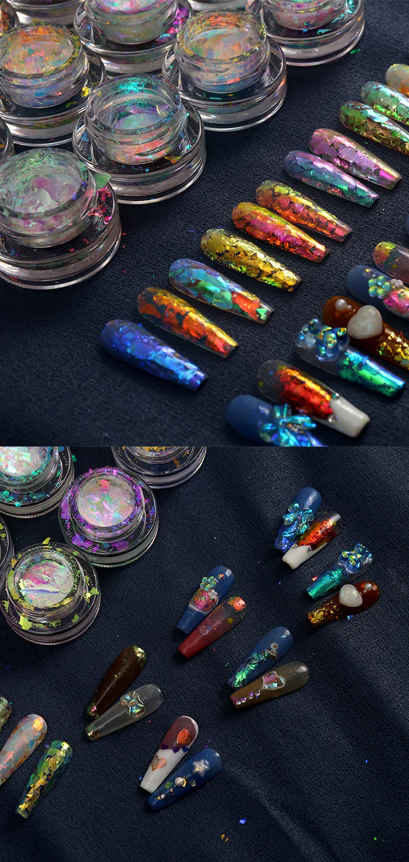Chrom Flocken Lidschatten Chameleon Aurora Kristall Opal Pulver Unregelmäßige Flocken für Nägel Professionelle DIY Nagel Pulver Maniküre – Detail 2
