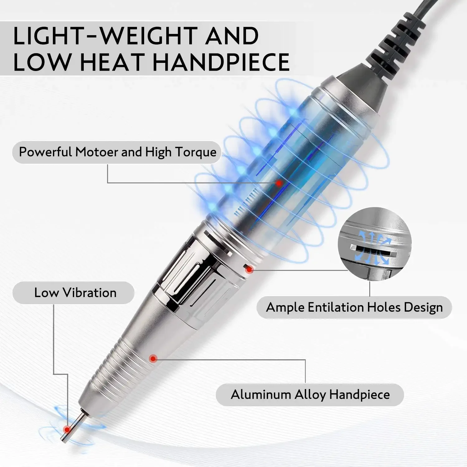 MaifgNail Strong Nail Drill Machine 36W Rechargeable Nail Drill Handpiece 30K RPM Nail Supplies For Professionals 5
