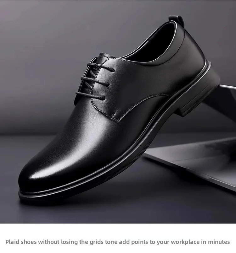 أحذية زفاف غير رسمية من الجلد الناعم للرجال نمط جديد للأعمال الرسمية قابلة للتنفس للخريف النسخة الكورية البريطانية بمقدمة مدببة للعريس S