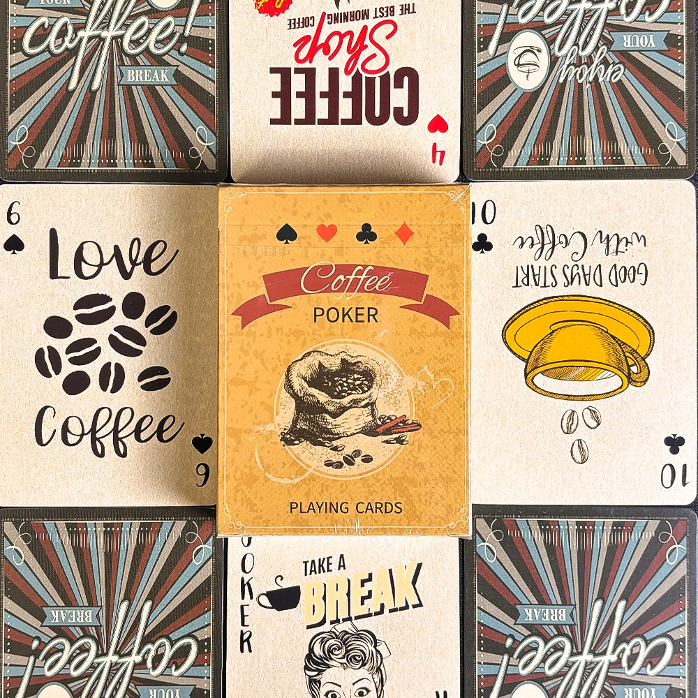 Coffee Paper Playing Cards Classic Vintage Poker Deck of Cards All Different Suit Family Gatherings, Parties and Other Occasion 5