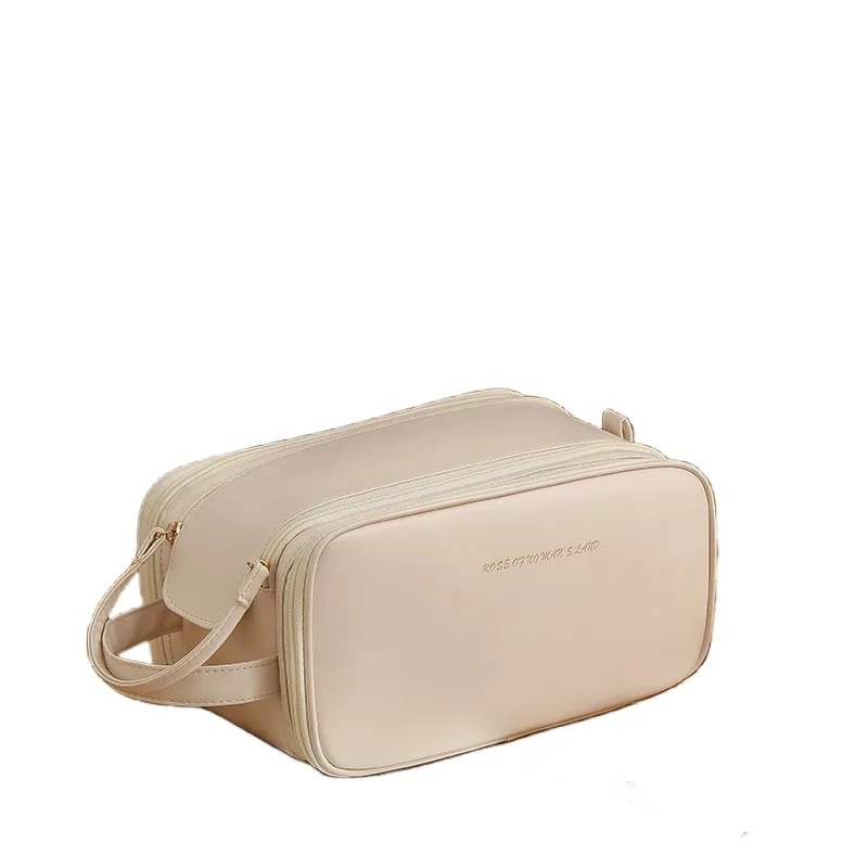 Instagram style large capacity makeup bag, portable PU travel storage bag, three-layer makeup bag