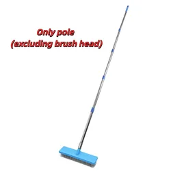 Stainless Steel Long Handle Heavy Duty Floor Scrub Brush with Rough Bristles (Silver - 1.6m)