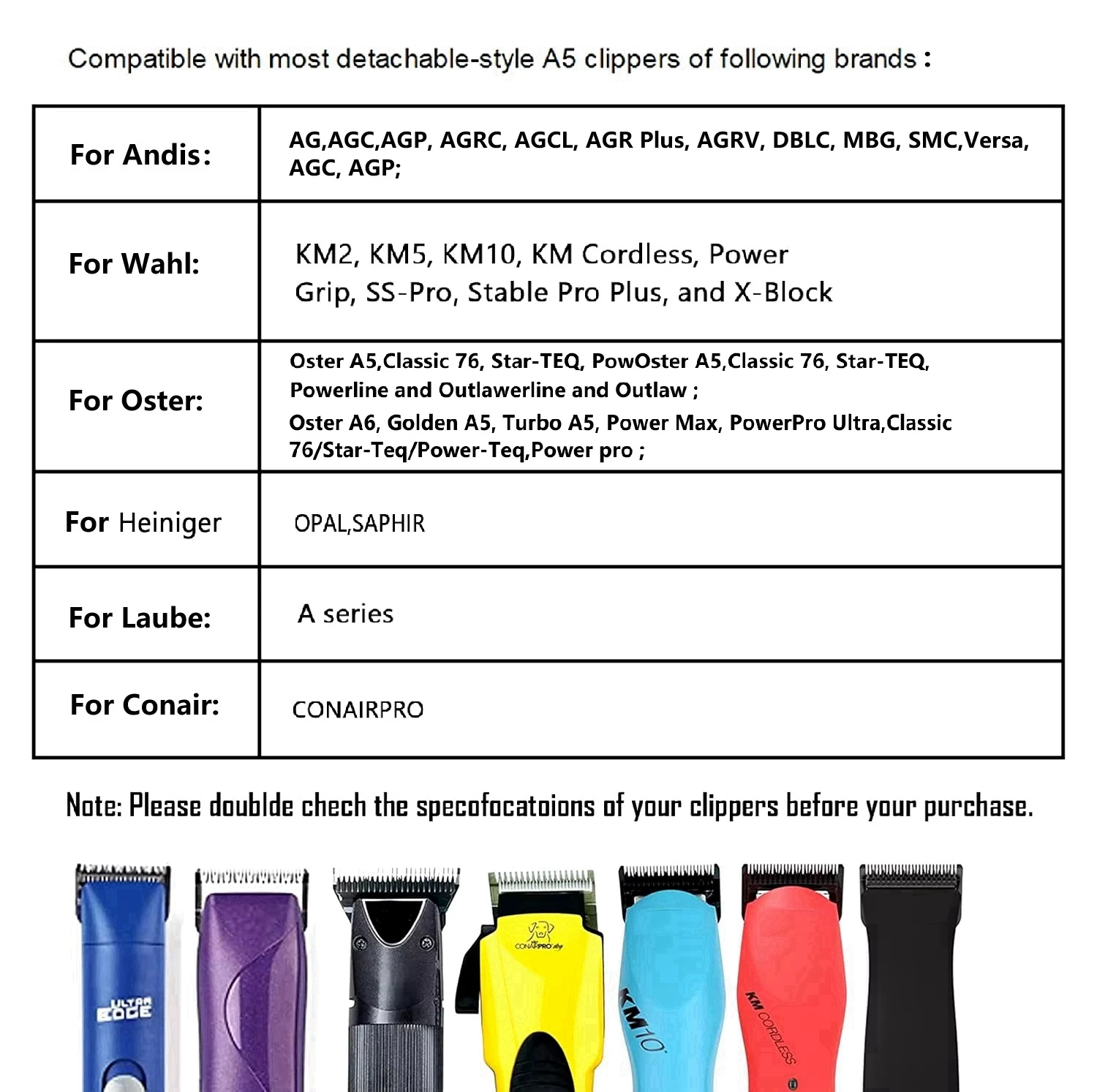 A5 blade fit Andis Oster Heiniger Laube Moser pet dog clipper grooming barber hair clipper blade pet grooming clipper