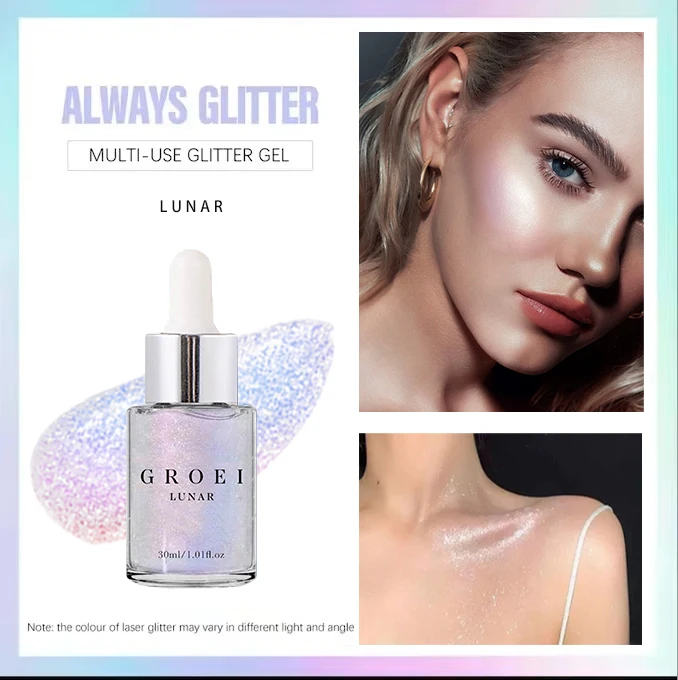 Description Picture 5 of item5 Color Diamond Highlighter Powder Oil Waterproof High Gloss Glitter Body Bronzer Highlight Oil Lasting Face Contour Illuminator