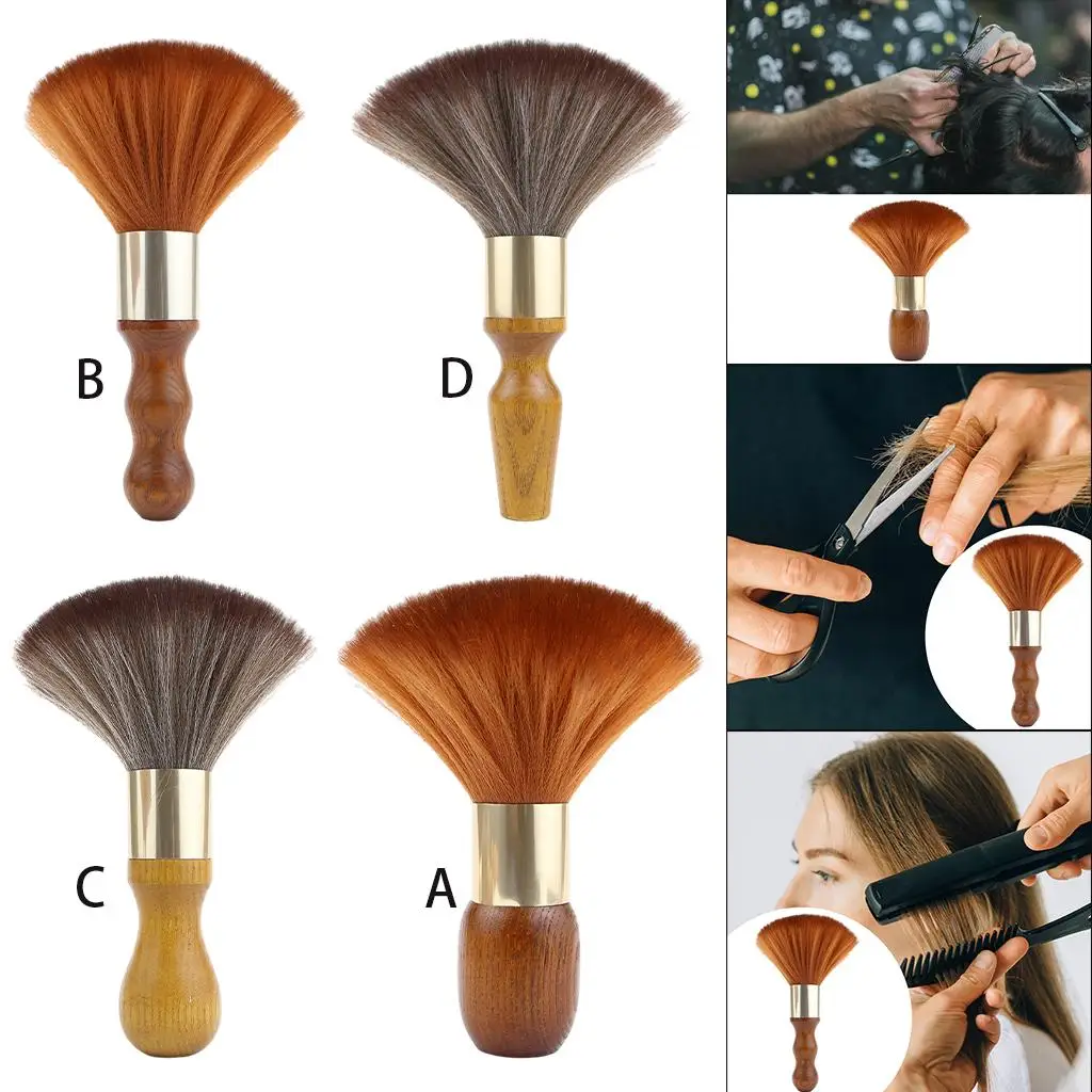 Hair Cutting Neck Cleaning Duster Barber Brush Wooden Handle with Dense and