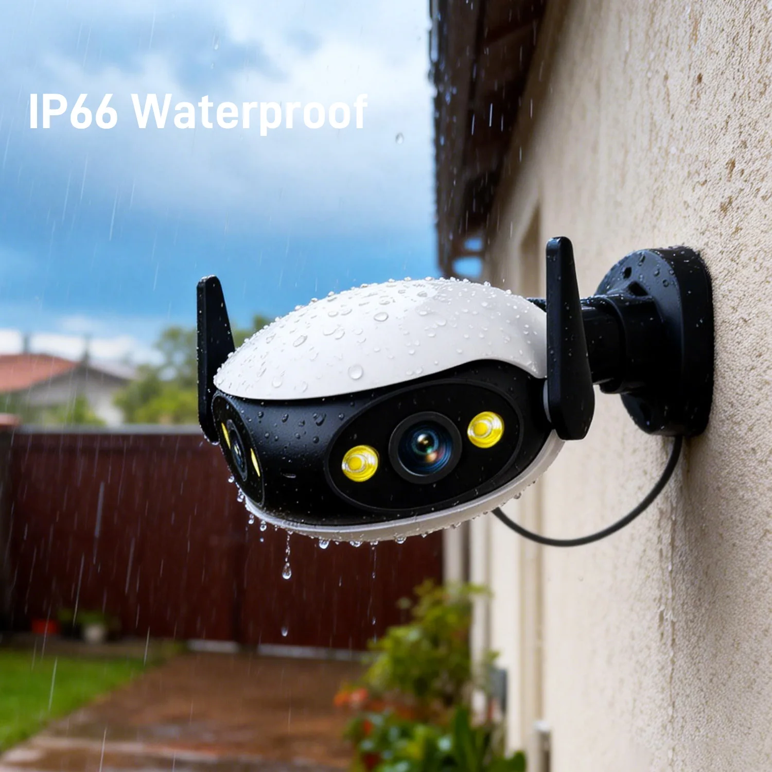 4K 8MP Security Camera Outdoor WiFi Dual Lens Video Surveillance Smart Home 180° Wide Angle Panoramic View Webcam USB Port Power 6